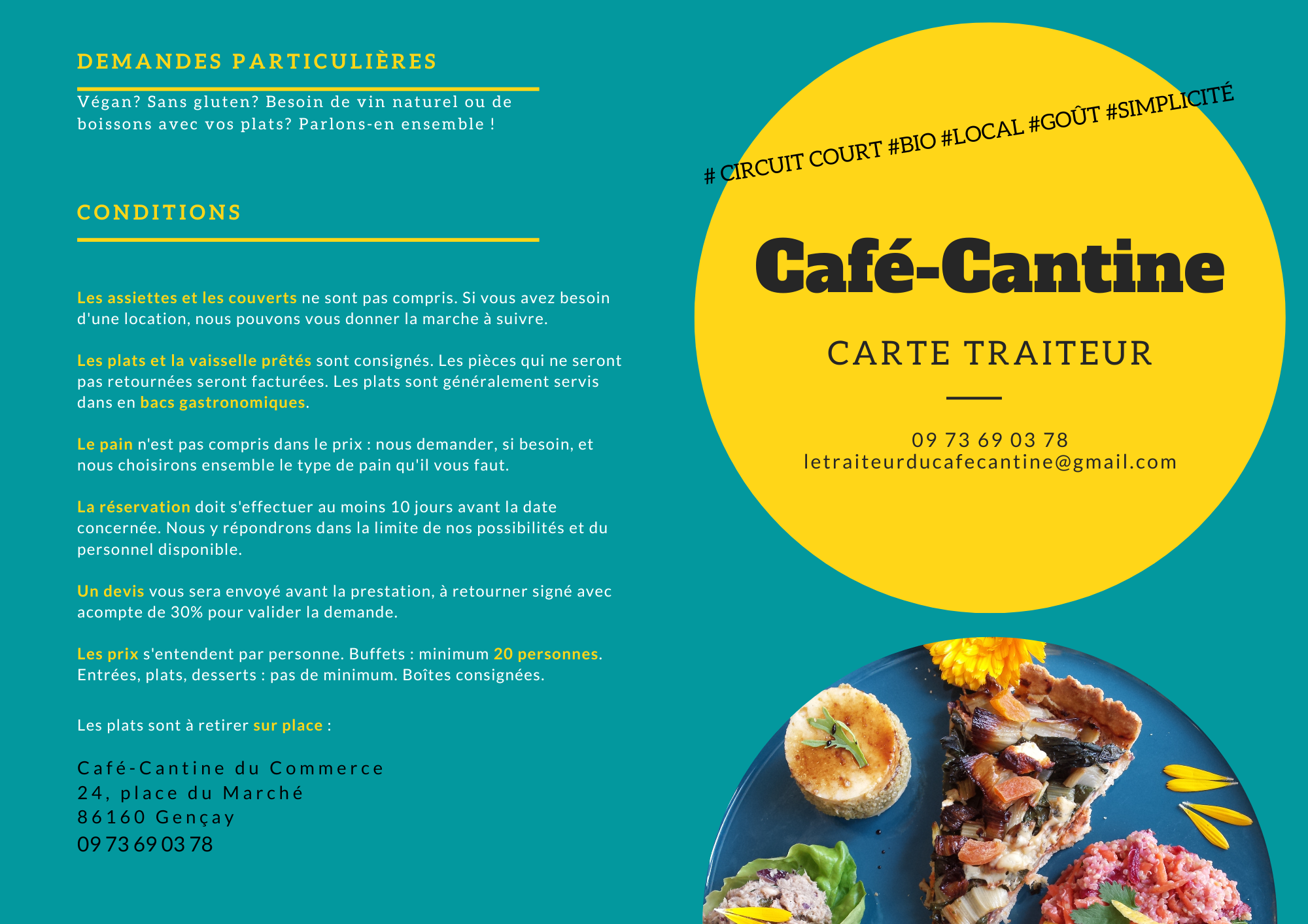 Carte traiteur Café-Cantine